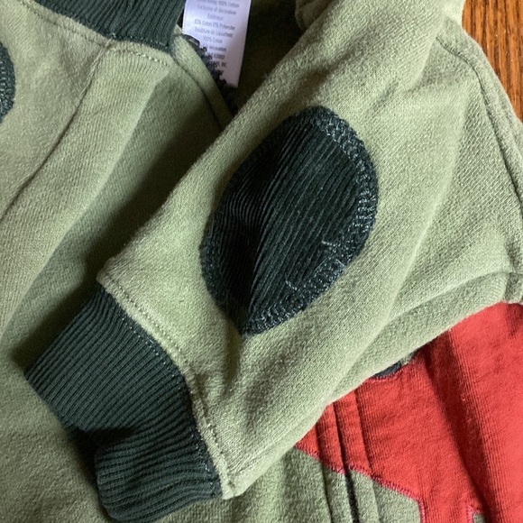 Infant fleece jacket 6-12 month green orange dinosaur zip hoodie - Picture 2 of 6